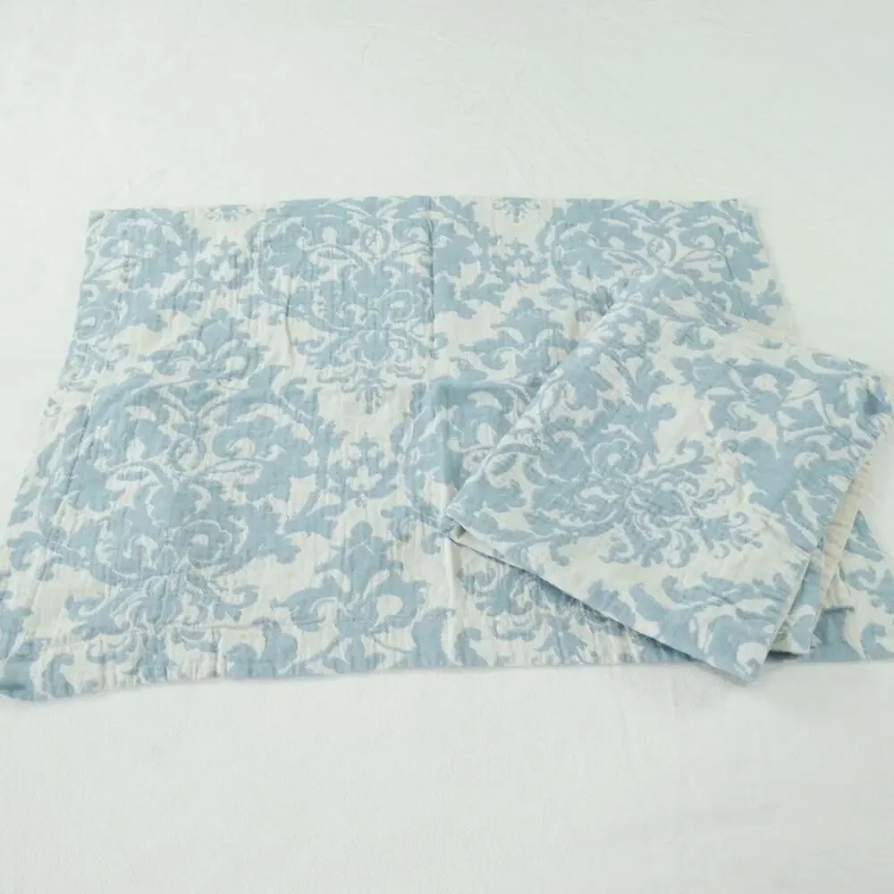 Pottery Barn Jacquard Medallion Duvet Cover Full Queen 2 Standard Shams Blue - Picture 10 of 16